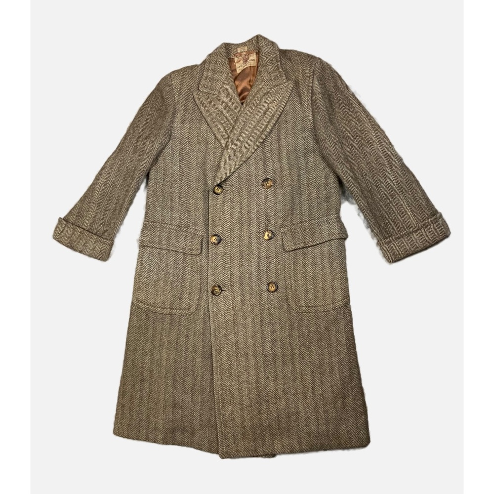 VINTAGE MEN’S WINTER WOOL COAT, MADE IN ENGLAND , NO STAINS OR RIPS, NO SIZE TAG